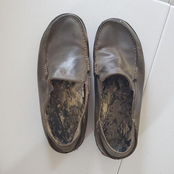 OluKai Moloa Shoes Mens Size 10 Brown Leather Loafers Slip On Comfort 10128-747C - Picture 6 of 9